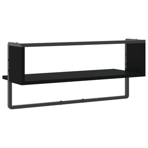 Mensola da Parete con Asta Nera 65x25x30 cm