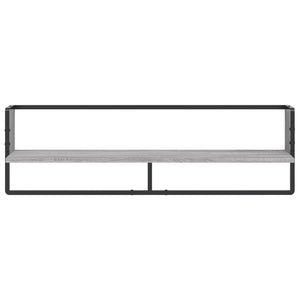 Mensola a Parete con Asta Grigio Sonoma 100x25x30 cm
