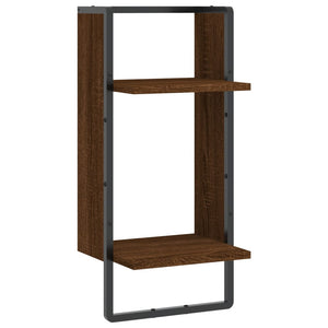 Mensola da Parete con Asta Rovere Marrone 30x25x65 cm