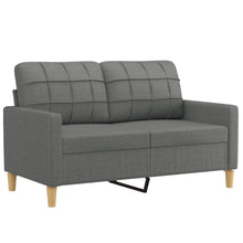 Carica l&#39;immagine nel visualizzatore di Gallery, Set 2 Divani + Pouf Poggiapiedi con Cuscini Grigio Scuro in Tessuto