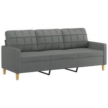 Carica l&#39;immagine nel visualizzatore di Gallery, Set 2 Divani + Pouf Poggiapiedi con Cuscini Grigio Scuro in Tessuto