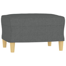 Carica l&#39;immagine nel visualizzatore di Gallery, Set 2 Divani + Pouf Poggiapiedi con Cuscini Grigio Scuro in Tessuto