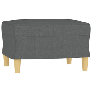 Set 2 Divani + Pouf Poggiapiedi con Cuscini Grigio Scuro in Tessuto