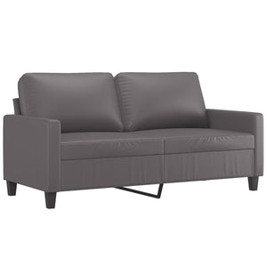 Set 2 Divani + Pouf Poggiapiedi Grigio Scuro in Similpelle