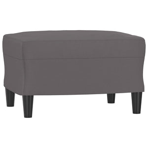 Set 2 Divani + Pouf Poggiapiedi Grigio Scuro in Similpelle