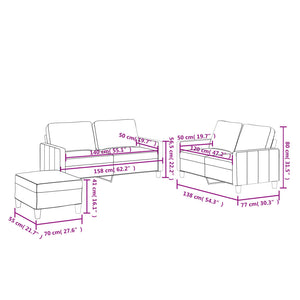 Set 2 Divani + Pouf Poggiapiedi Grigio Scuro in Similpelle