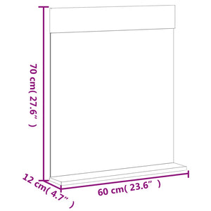 Specchio per Bagno con Ripiano Bianco 60x12x70 cm Legno Massello