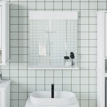 Charger l&#39;image dans la galerie, Specchio per Bagno con Ripiano Bianco 60x12x70 cm Legno Massello