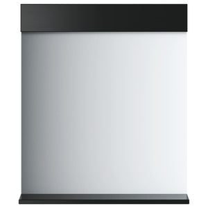 Specchio per Bagno con Ripiano Nero 60x12x70 cm Legno Massello