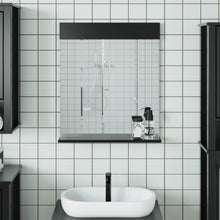 Laden Sie das Bild in den Galerie-Viewer, Specchio per Bagno con Ripiano Nero 60x12x70 cm Legno Massello