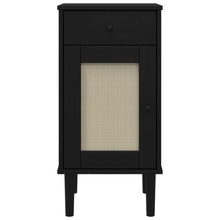 Carica l&#39;immagine nel visualizzatore di Gallery, Mobiletto Nero con anta effetto Rattan 40x35x80 cm in Massello di Pino