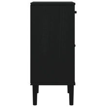 Carica l&#39;immagine nel visualizzatore di Gallery, Mobiletto Nero con anta effetto Rattan 40x35x80 cm in Massello di Pino
