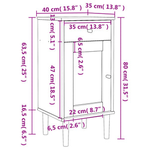 Mobiletto Nero con anta effetto Rattan 40x35x80 cm in Massello di Pino