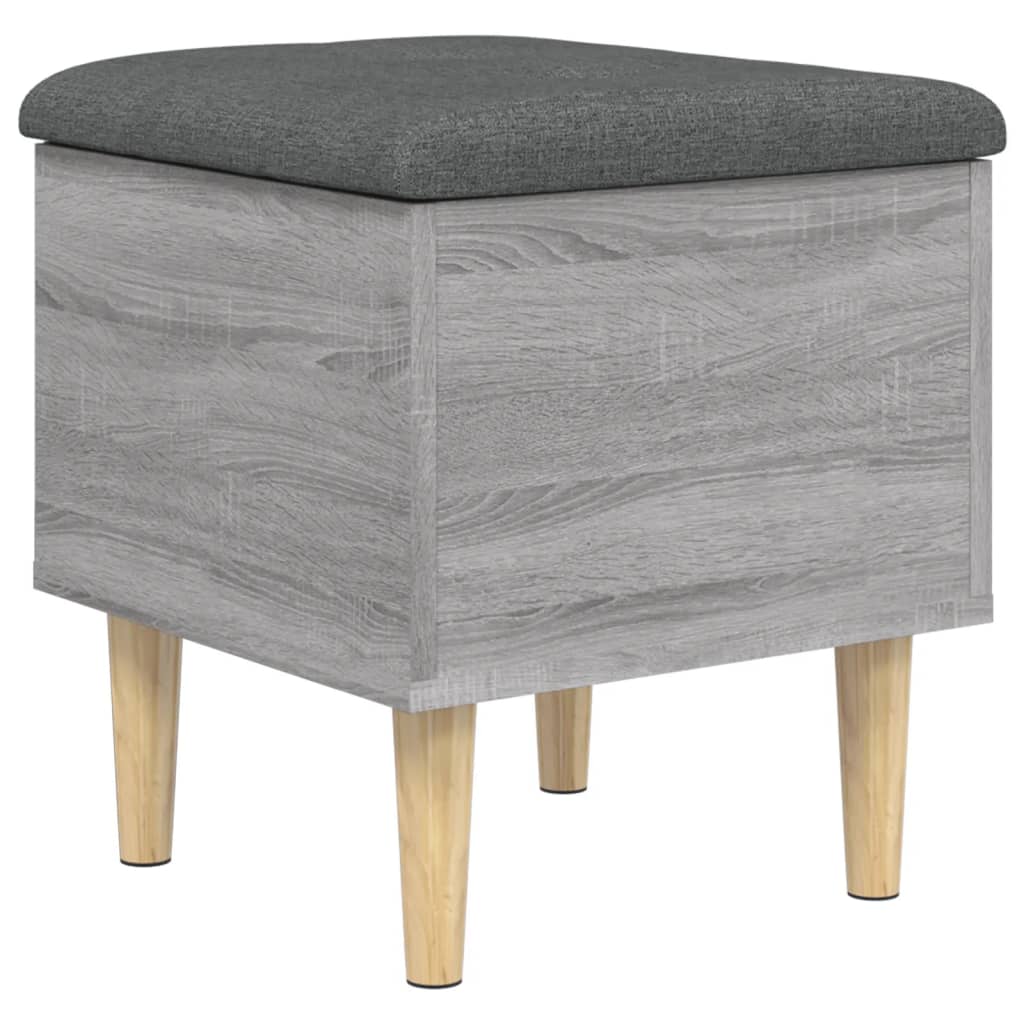 Pouf Portaoggetti Grigio Sonoma 42x42x46 cm in Legno Multistrato