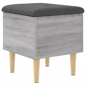 Pouf Portaoggetti Grigio Sonoma 42x42x46 cm in Legno Multistrato