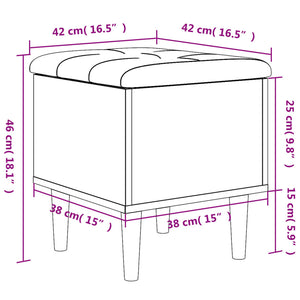 Pouf Portaoggetti Grigio Sonoma 42x42x46 cm in Legno Multistrato