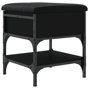 Pouf con Contenitore Nero 42x42x45 cm in Legno Multistrato