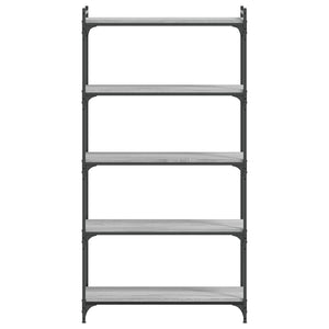 Libreria 5 Ripiani Grigio Sonoma 80x30x154cm Legno Multistrato