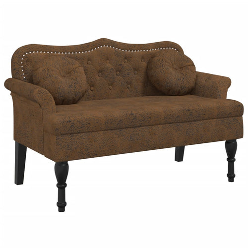 Divanetto con Cuscini Marrone 120,5x65x75 cm in Scamosciato