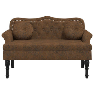Divanetto con Cuscini Marrone 120,5x65x75 cm in Scamosciato