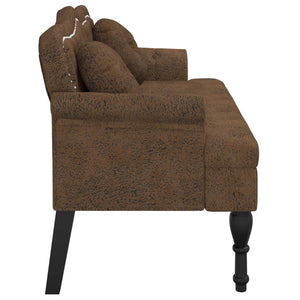 Divanetto con Cuscini Marrone 120,5x65x75 cm in Scamosciato