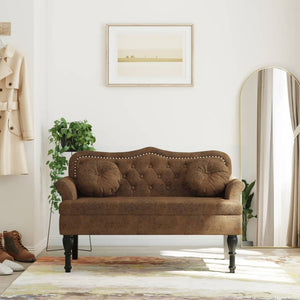 Divanetto con Cuscini Marrone 120,5x65x75 cm in Scamosciato