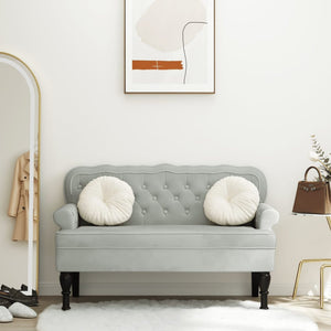 Divanetto Grigio Chiaro 112x65,5x75 cm in Velluto
