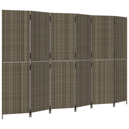 Separè 6 Pannelli Grigio in Polyrattan