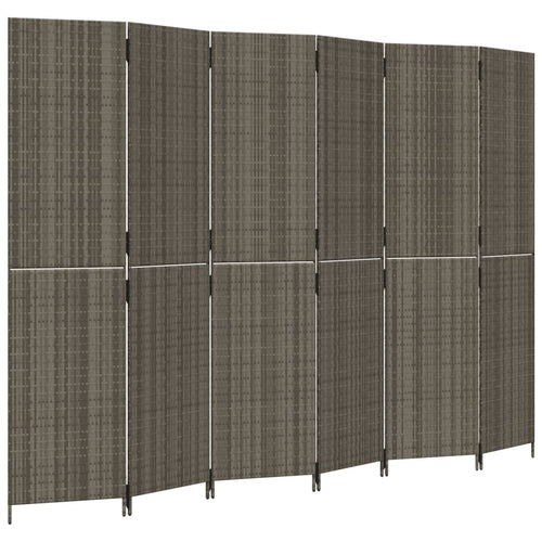 Separè 6 Pannelli Grigio in Polyrattan
