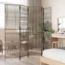 Load image into Gallery viewer, Separè per Ambienti a 5 Pannelli Grigio in Polyrattan