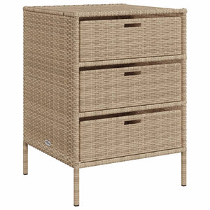 Mobiletto Cassettiera da Giardino Beige 55x59x80cm in Polyrattan