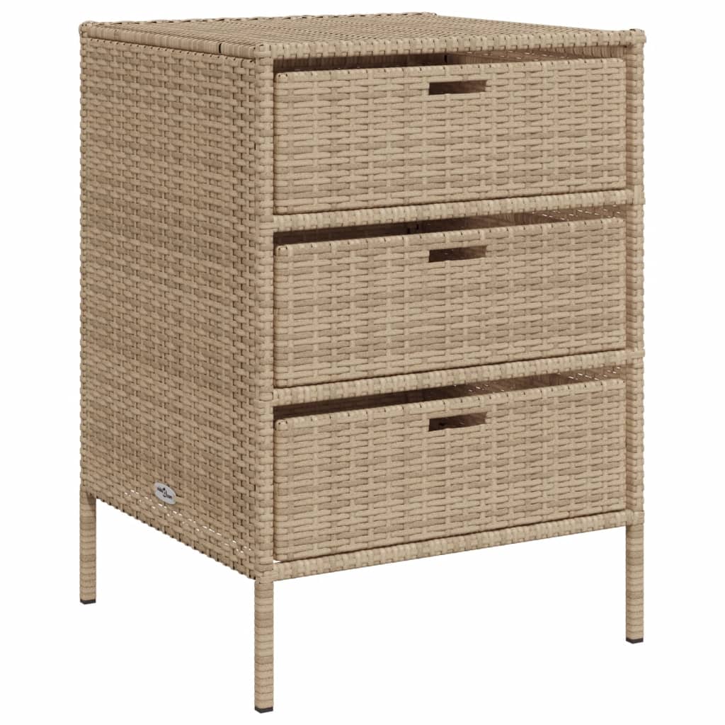 Mobiletto Cassettiera da Giardino Beige 55x59x80cm in Polyrattan