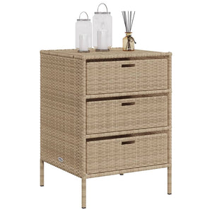 Mobiletto Cassettiera da Giardino Beige 55x59x80cm in Polyrattan