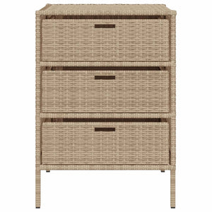 Mobiletto Cassettiera da Giardino Beige 55x59x80cm in Polyrattan