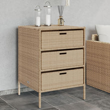 Carica l&#39;immagine nel visualizzatore di Gallery, Mobiletto Cassettiera da Giardino Beige 55x59x80cm in Polyrattan