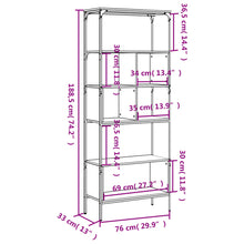 Indlæs billede til gallerivisning Libreria 5 Ripiani Rovere Fumo 76x33x188,5 cm Legno Multistrato