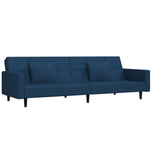 Divano Trasformabile in Letto Blu in Velluto