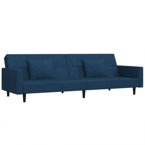 Divano Trasformabile in Letto Blu in Velluto