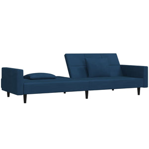 Divano Trasformabile in Letto Blu in Velluto