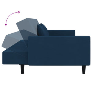 Divano Trasformabile in Letto Blu in Velluto
