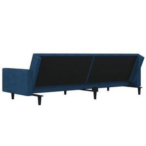 Divano Trasformabile in Letto Blu in Velluto